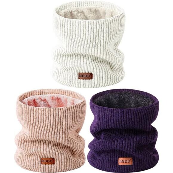 3 Pack, Winter Neck Gaiters with Thermal Thick Warm Fleece Lined
